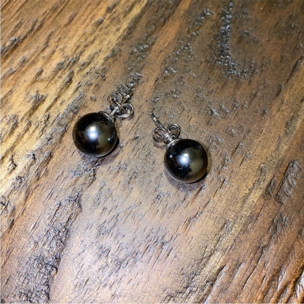 Black pearl earrings black pearls grey pearl earrings grey pearl studs
